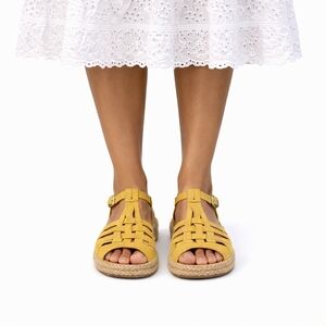 Naguisa Spain Bemol Yellow Woven Leather Espadrille Sandals